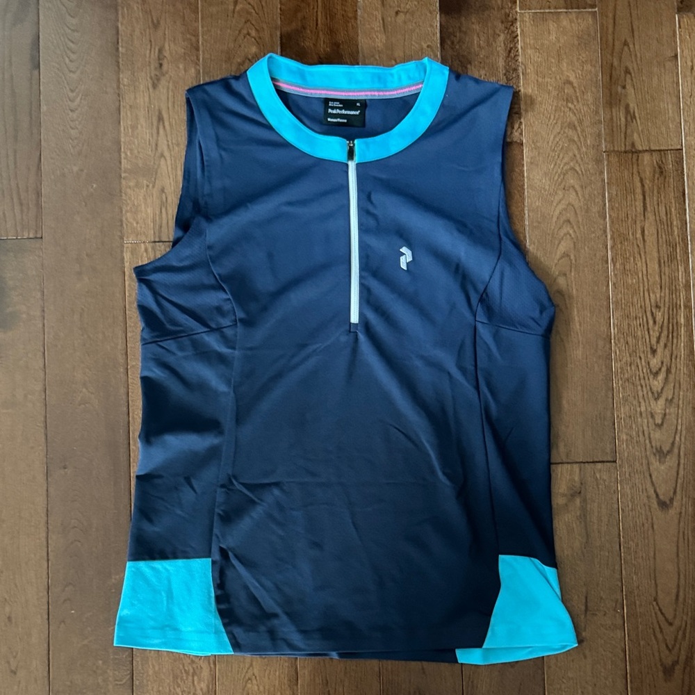 Peak Performance Navy and Aqua Tennis Shirt
